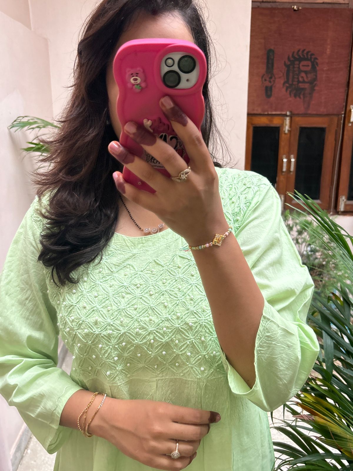 Pearl embroidered Short Kurti - Frock style