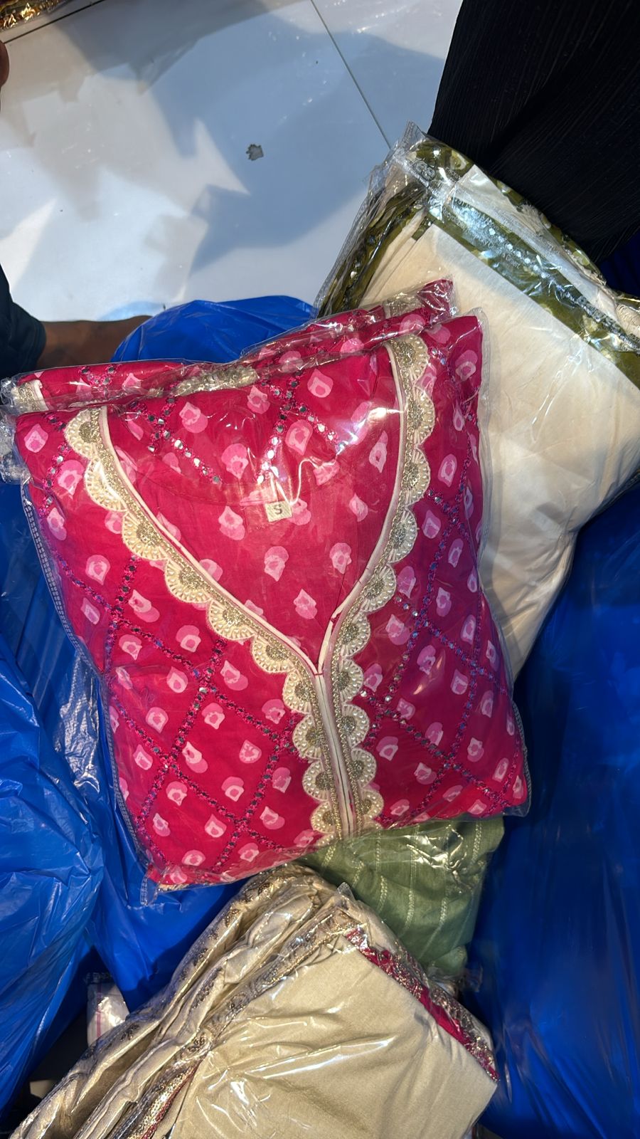 Sleeveless Designer Suit Set - Green & Pink Vibes