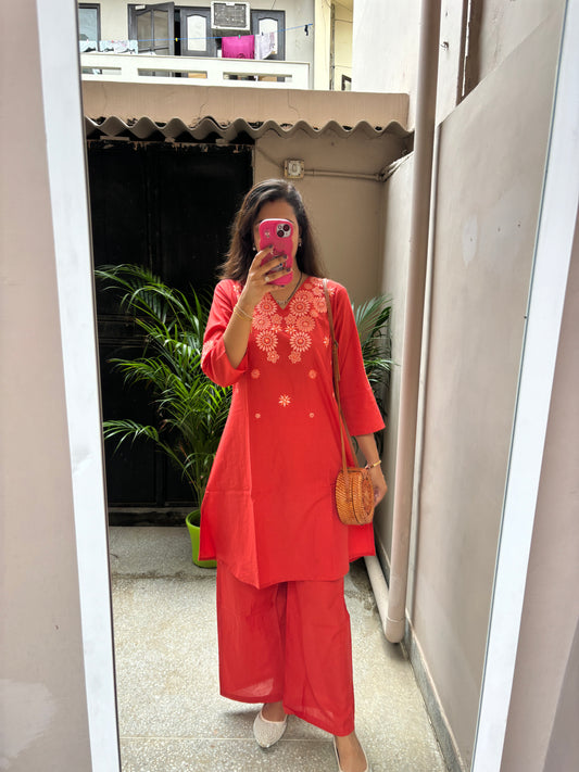 Designer A line Embroidered Coord Set