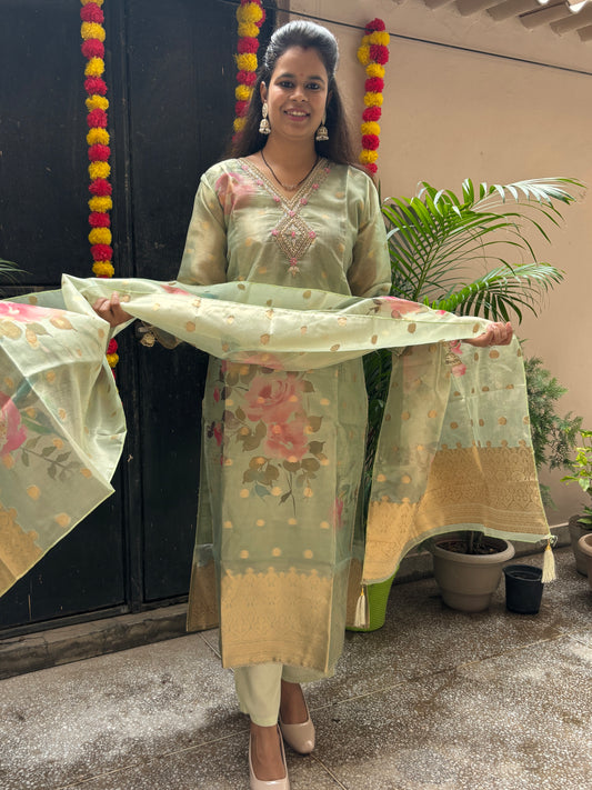 Banarasi Suit Set - Green
