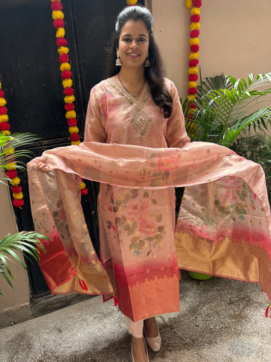 Banarasi Suit Set - Pink