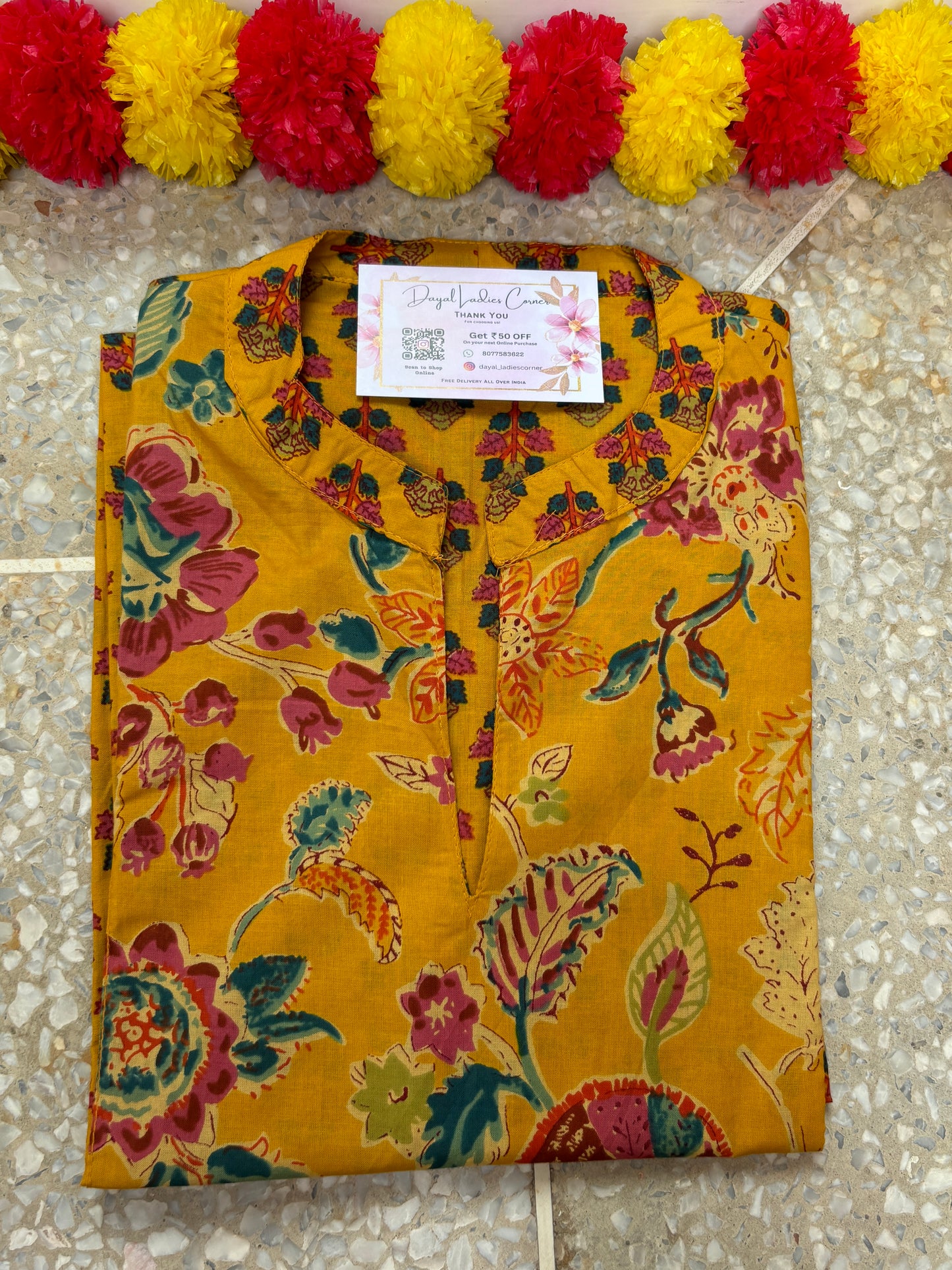 Cotton Kurti - Yellow