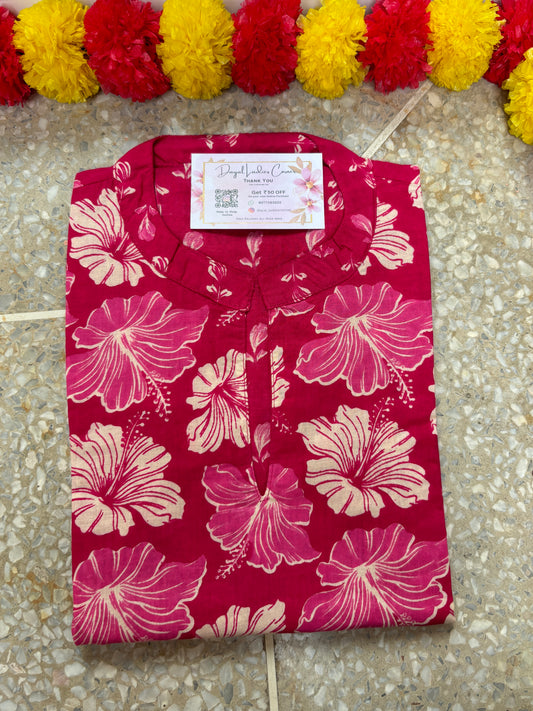 Cotton Kurti - pink Floral