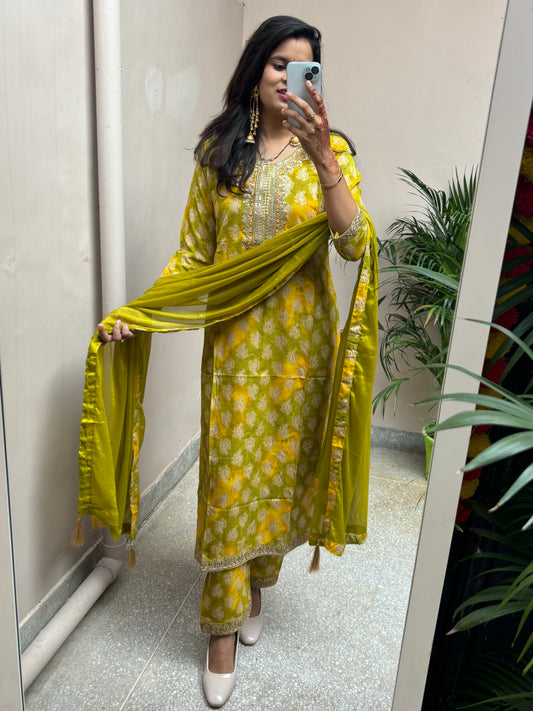 Light Fancy Suit Set- Light Green