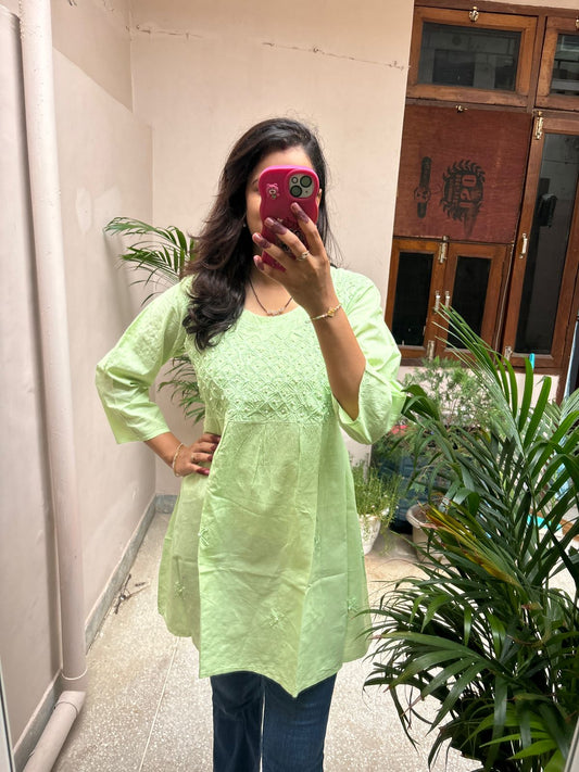 Pearl embroidered Short Kurti - Frock style