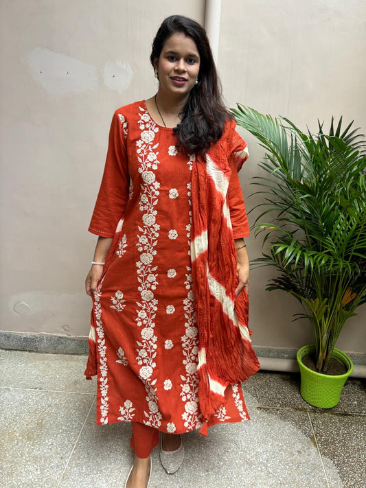 Rust Elegance Cotton Suit