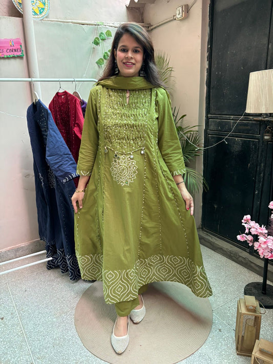 Pretty Green Anarkali Set