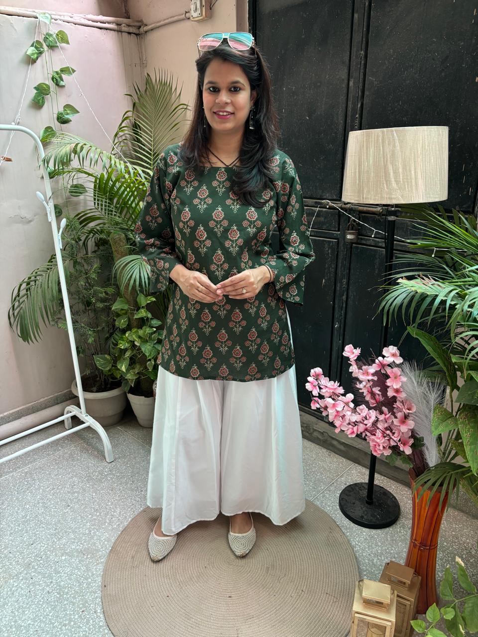 Noor Short Kurti - Green