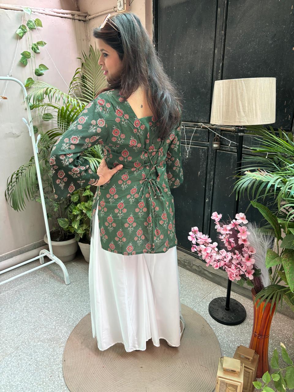 Noor Short Kurti - Green