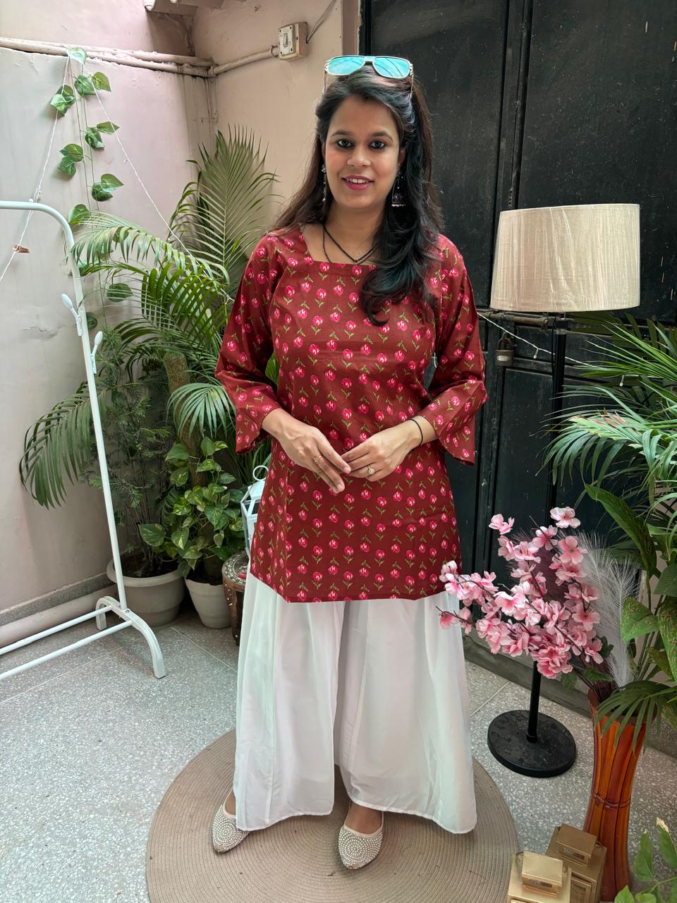 Noor Short Kurti - Red