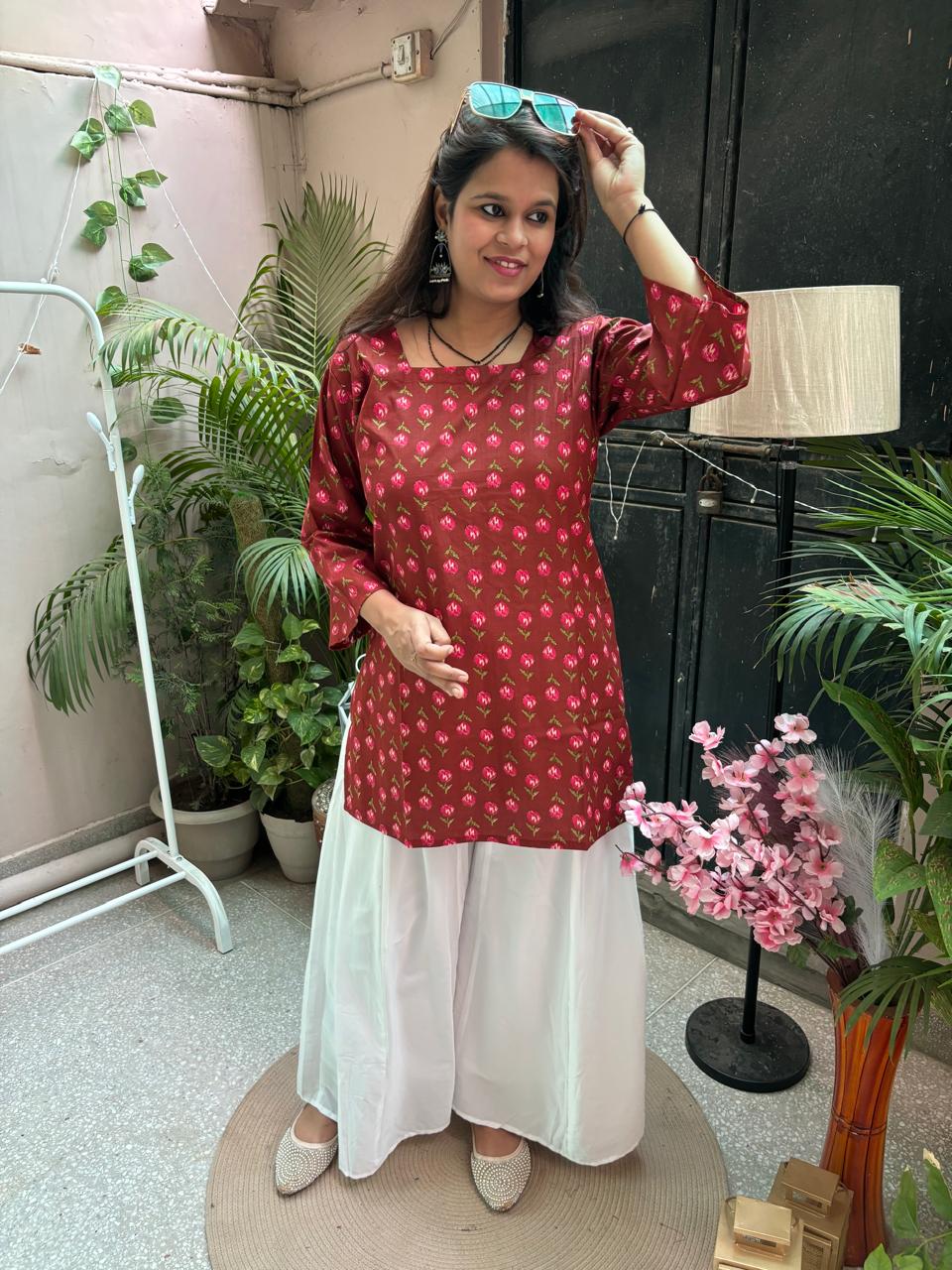 Noor Short Kurti - Red