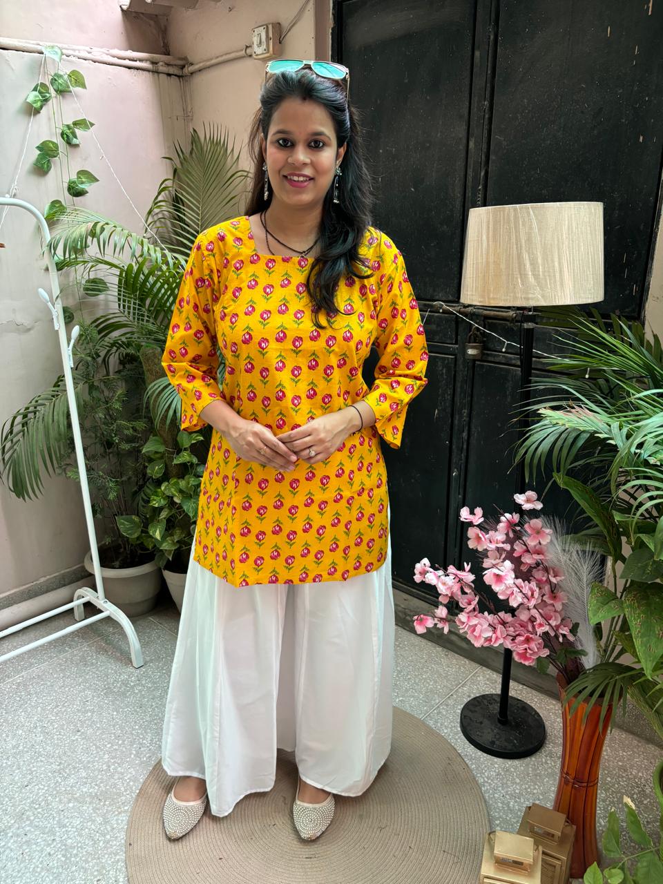 Noor Short Kurti - yellow