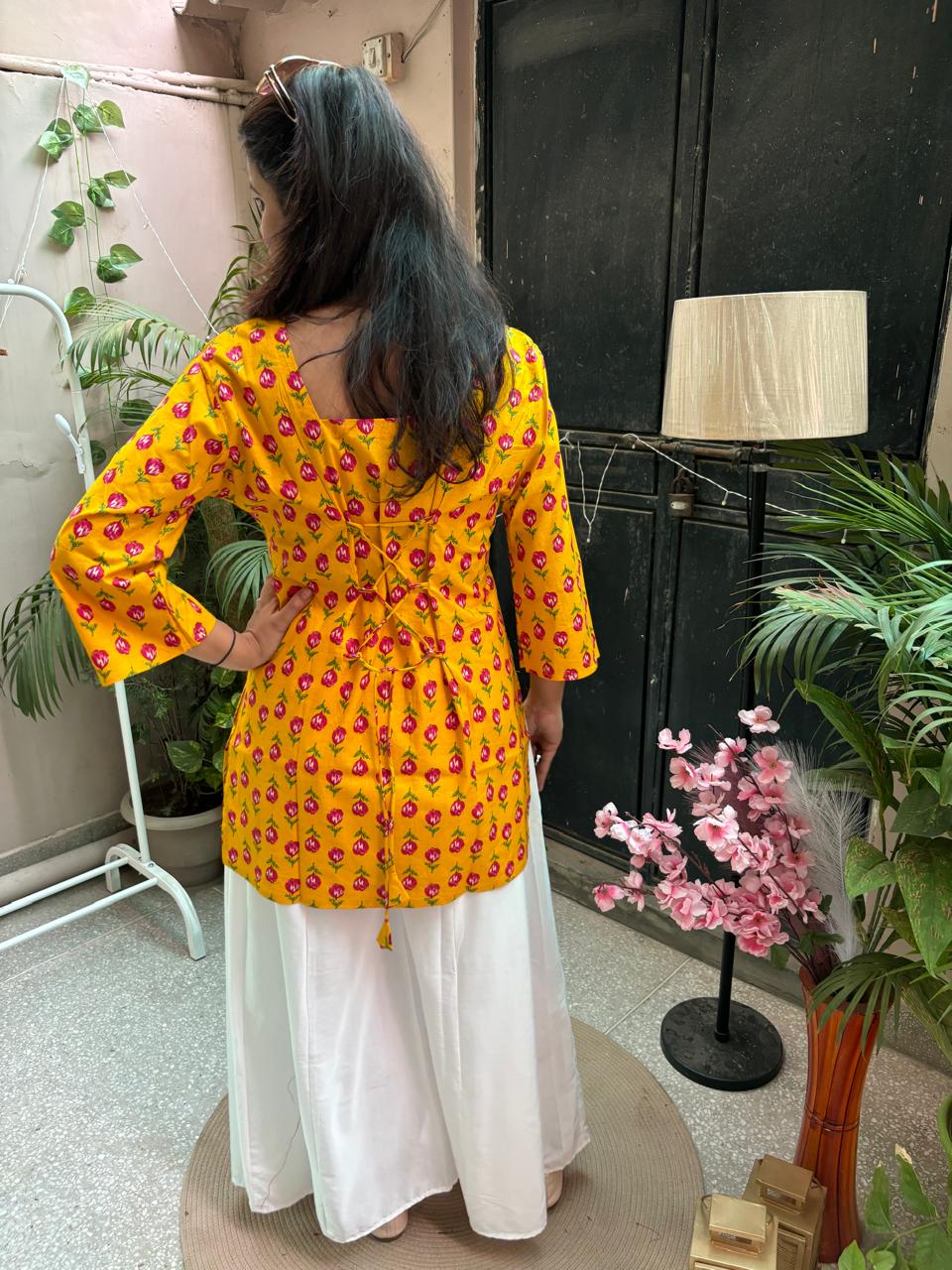 Noor Short Kurti - yellow