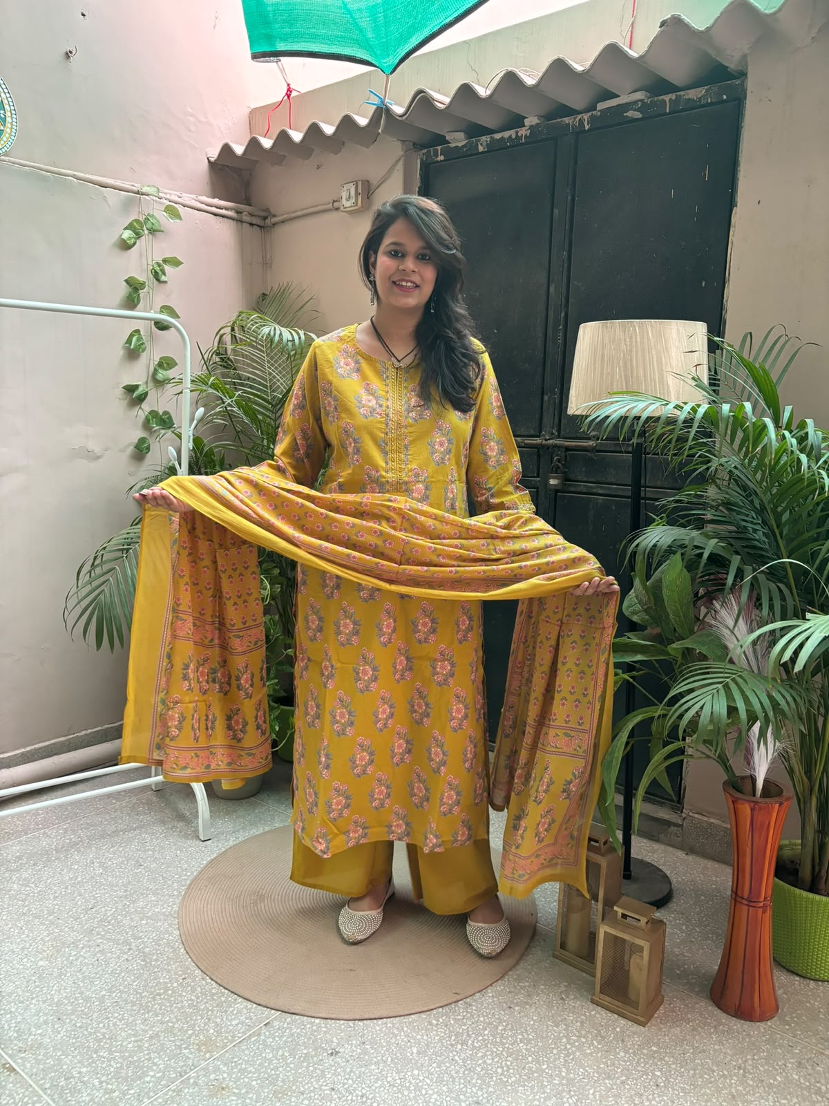 Palazzo Suit Set - Floral yellow