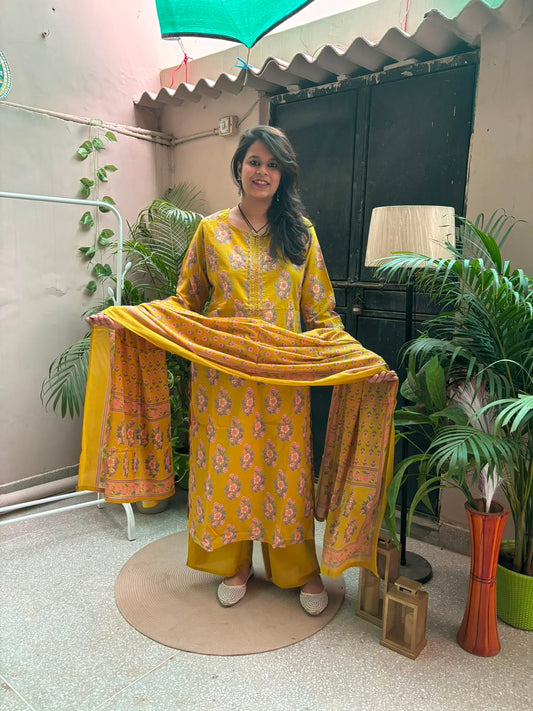 Palazzo Suit Set - Floral yellow