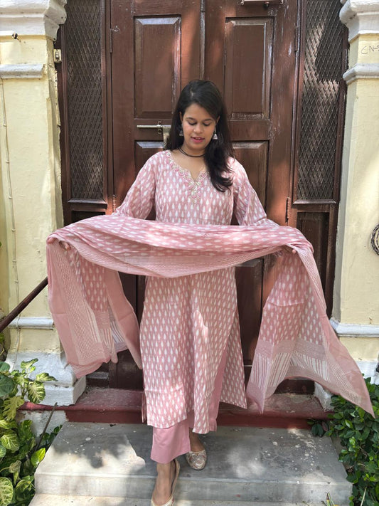 Soft Rose Printed Kurta Set