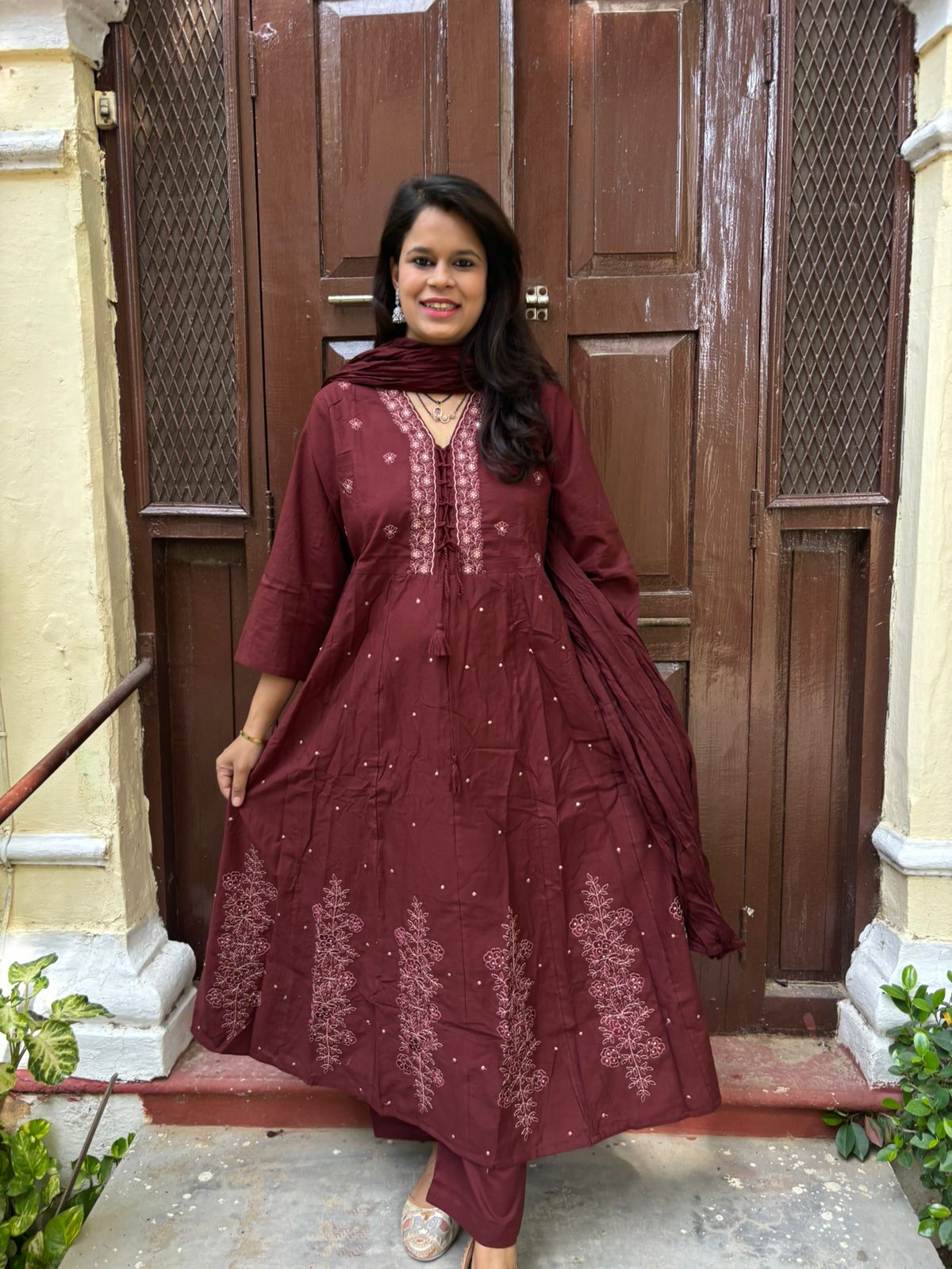 Royal Wine shade Anarkali Set