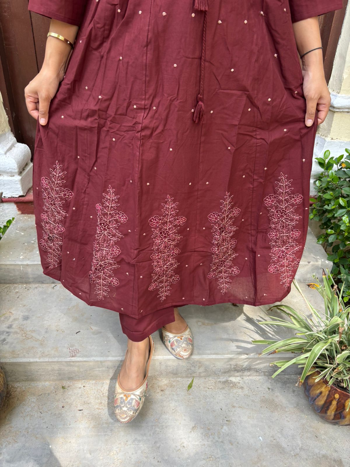 Royal Wine shade Anarkali Set
