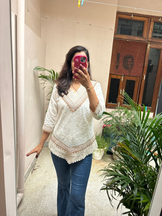 Viral Aari Embroidered- Short Kurti