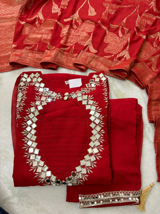 Karva Chauth Special Anarkali - Red