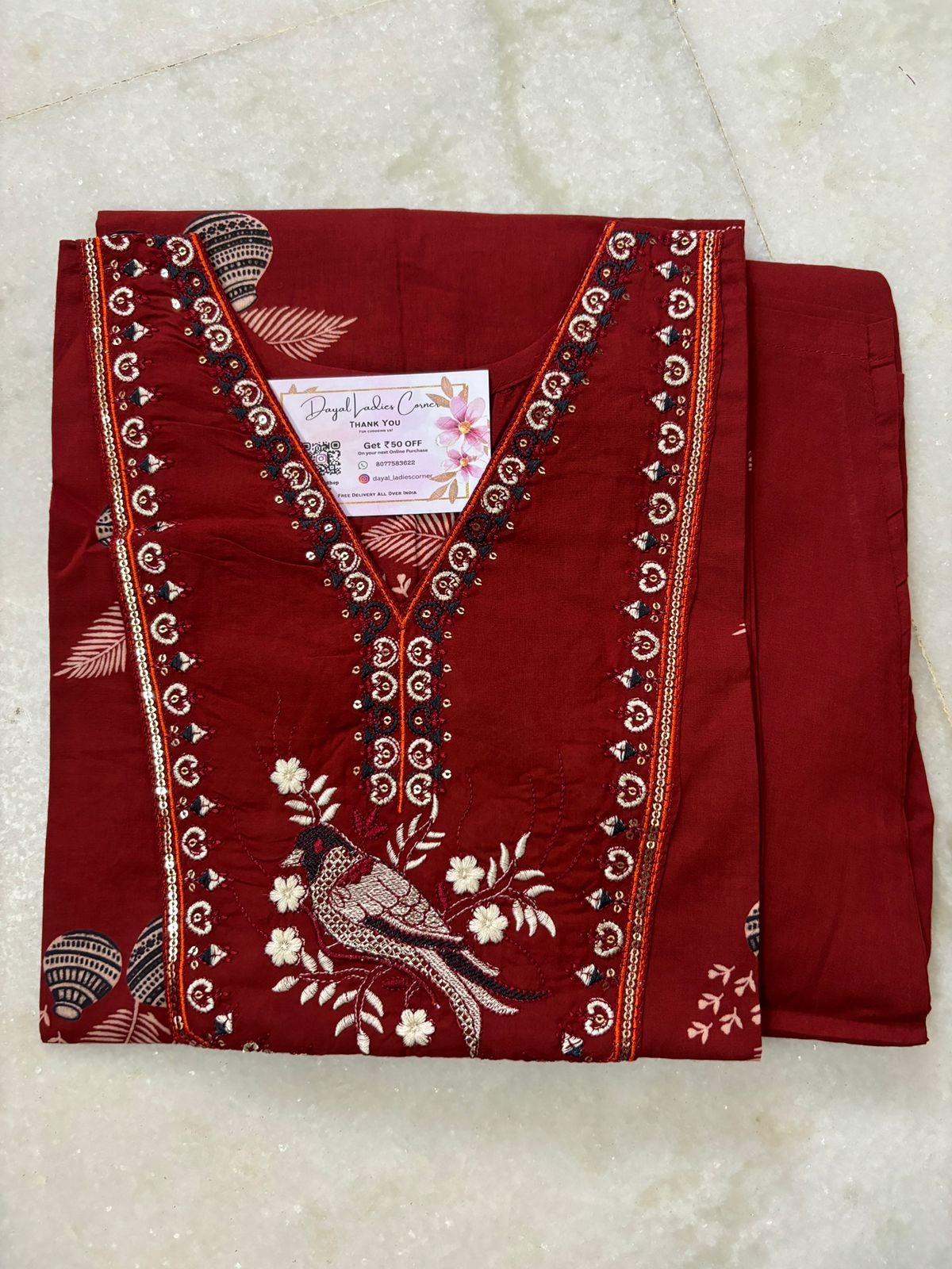 Smart Cotton Pant Set - Maroon