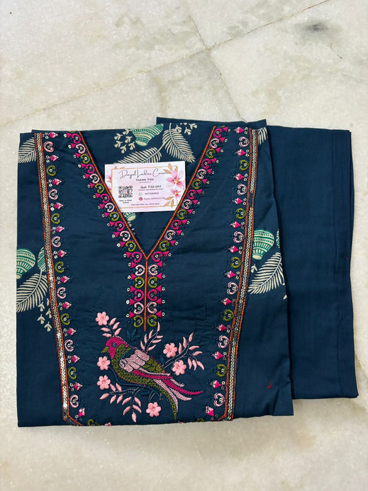 Smart Cotton Pant Set - Blue