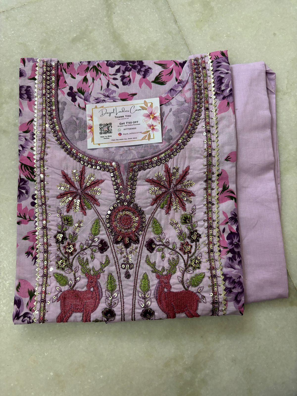 Smart Cotton Pant Set - Floral