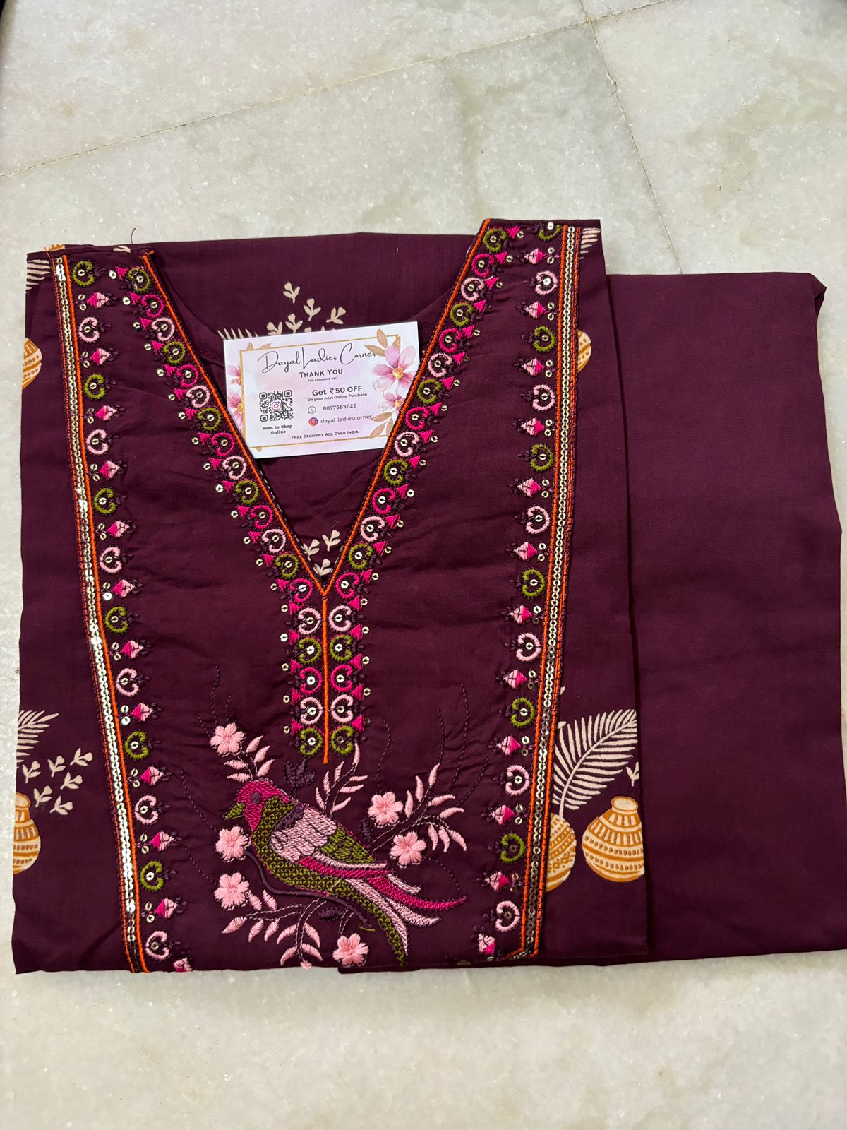 Smart Cotton Pant Set - Purple