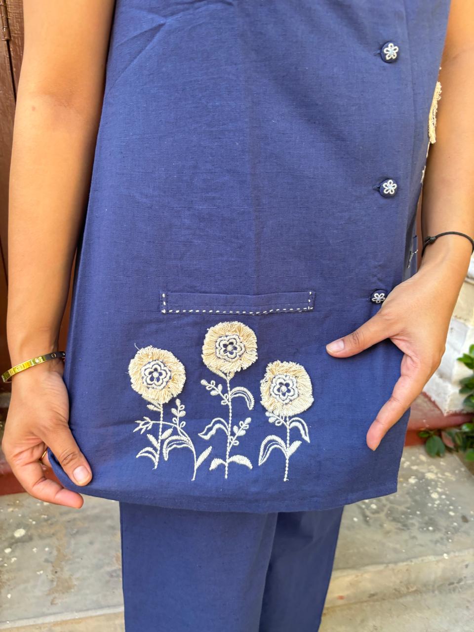 Indigo Charm Co-ord Set - Extra sleeves inside