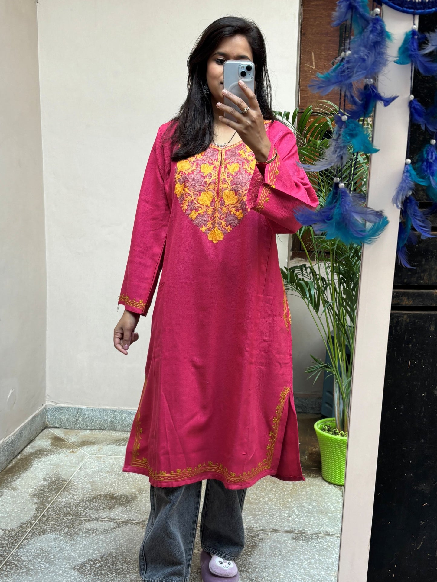 Kashmiri Woolen Phiran - Pink